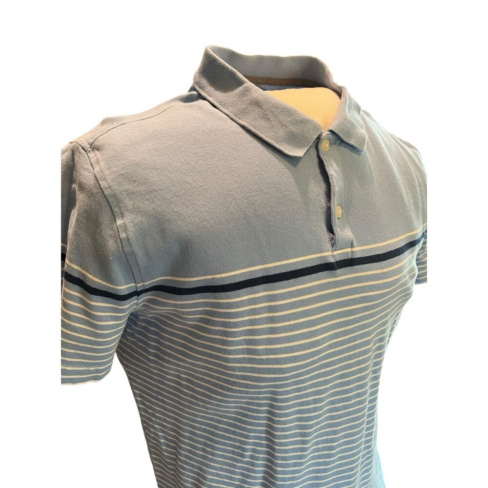 Jos A Bank Polo Shirt Men's Large Blue Navy Striped Travel Tech Slim Fit GUC